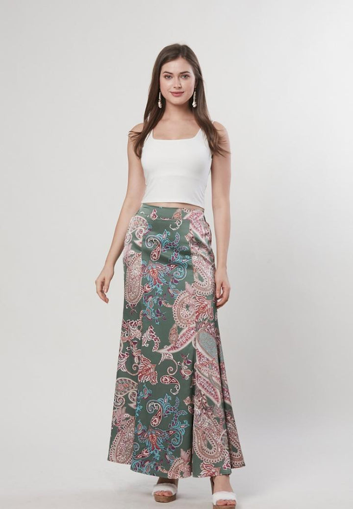Ella - Godet Printed Mermaid Long Skirt