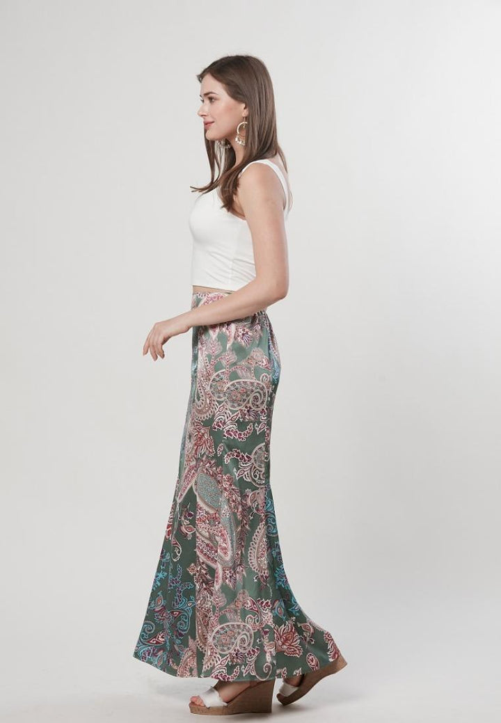 Ella - Godet Printed Mermaid Long Skirt