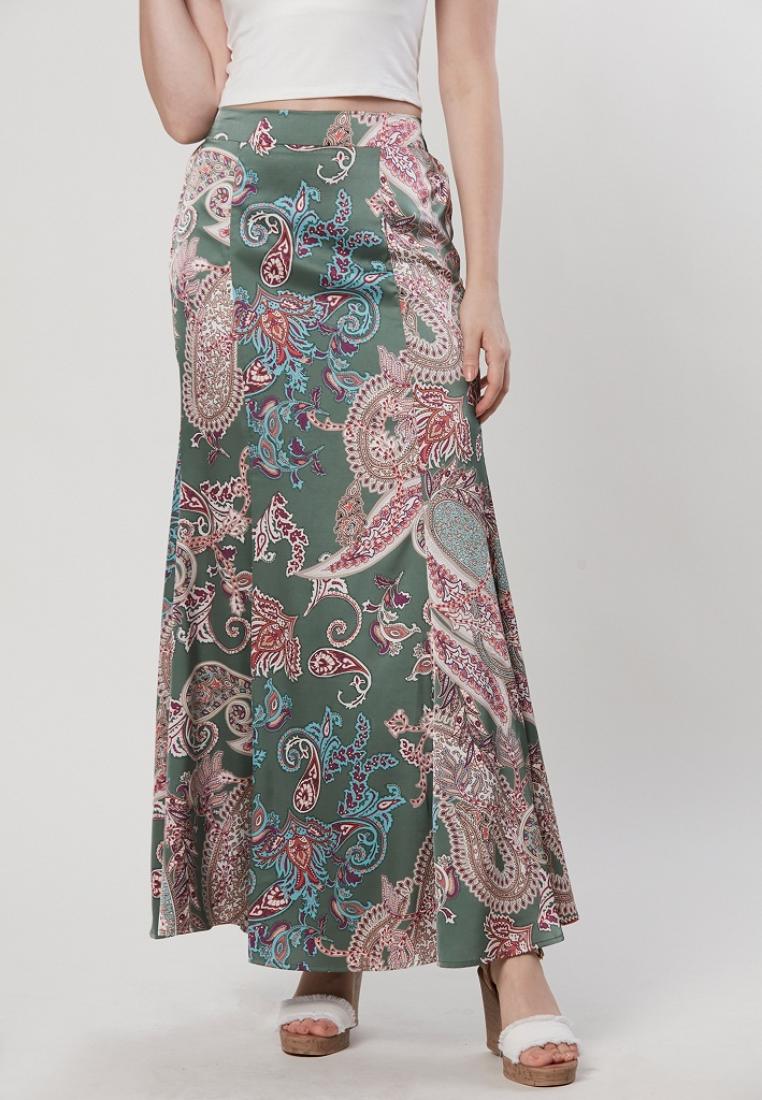 Ella - Godet Printed Mermaid Long Skirt