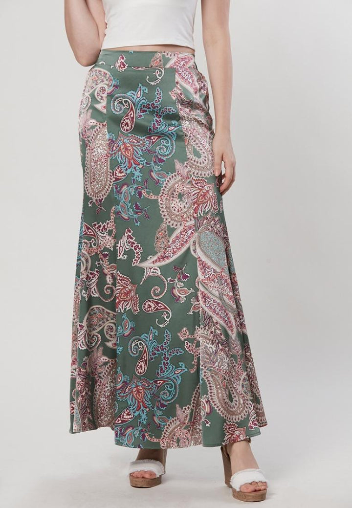 Ella - Godet Printed Mermaid Long Skirt