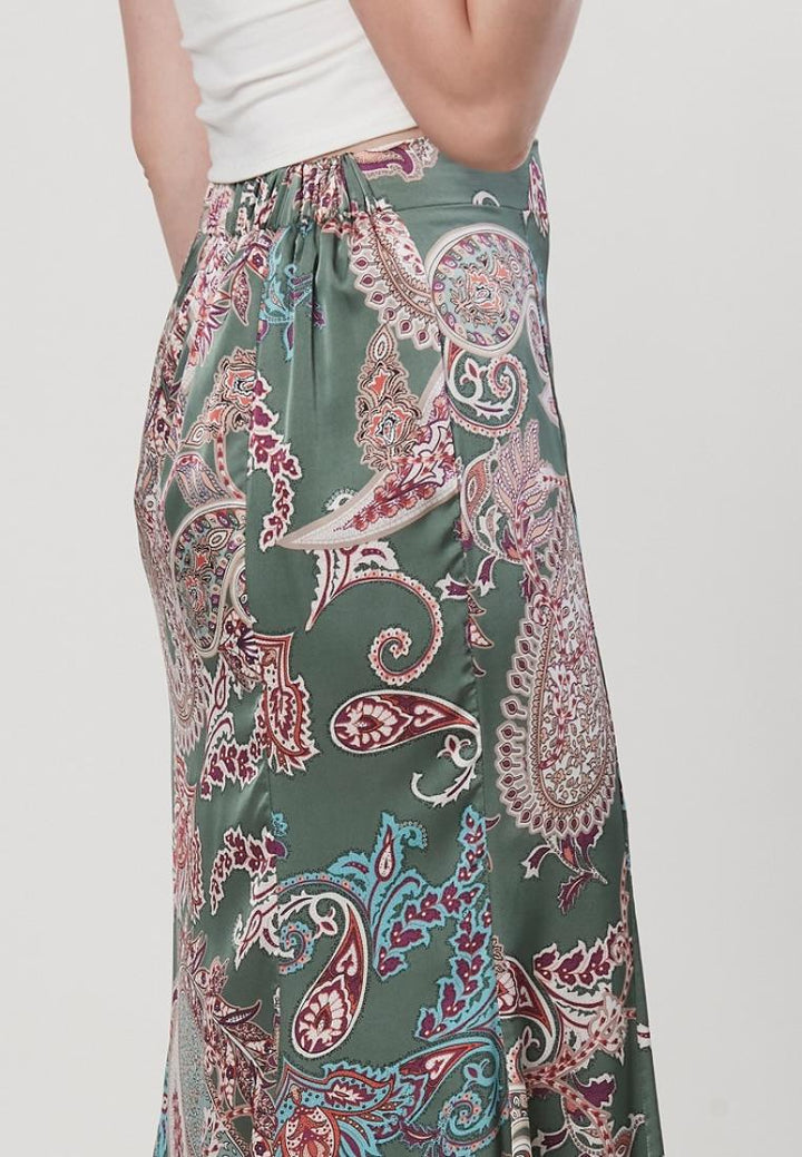 Ella - Godet Printed Mermaid Long Skirt