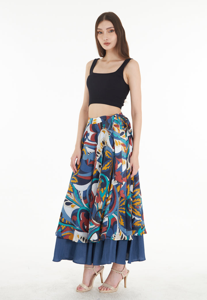 East India Company Megha - Circled Long Skirt - Blue