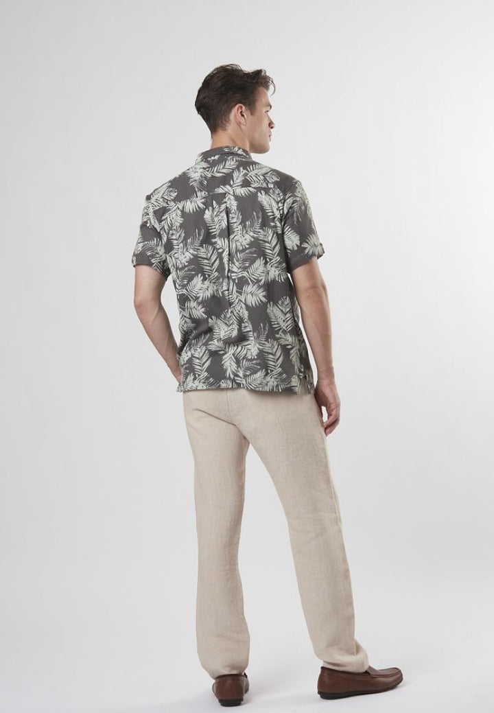 Bradwin - Short Sleeve Printed Textured Button Down Shirt