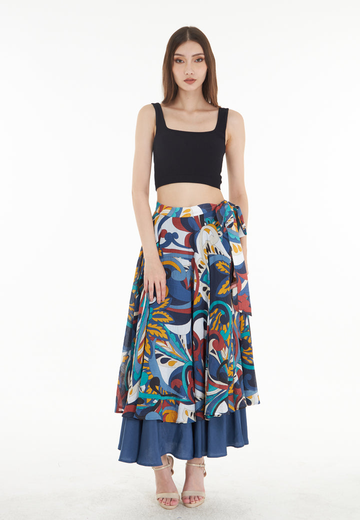 East India Company Megha - Circled Long Skirt - Blue