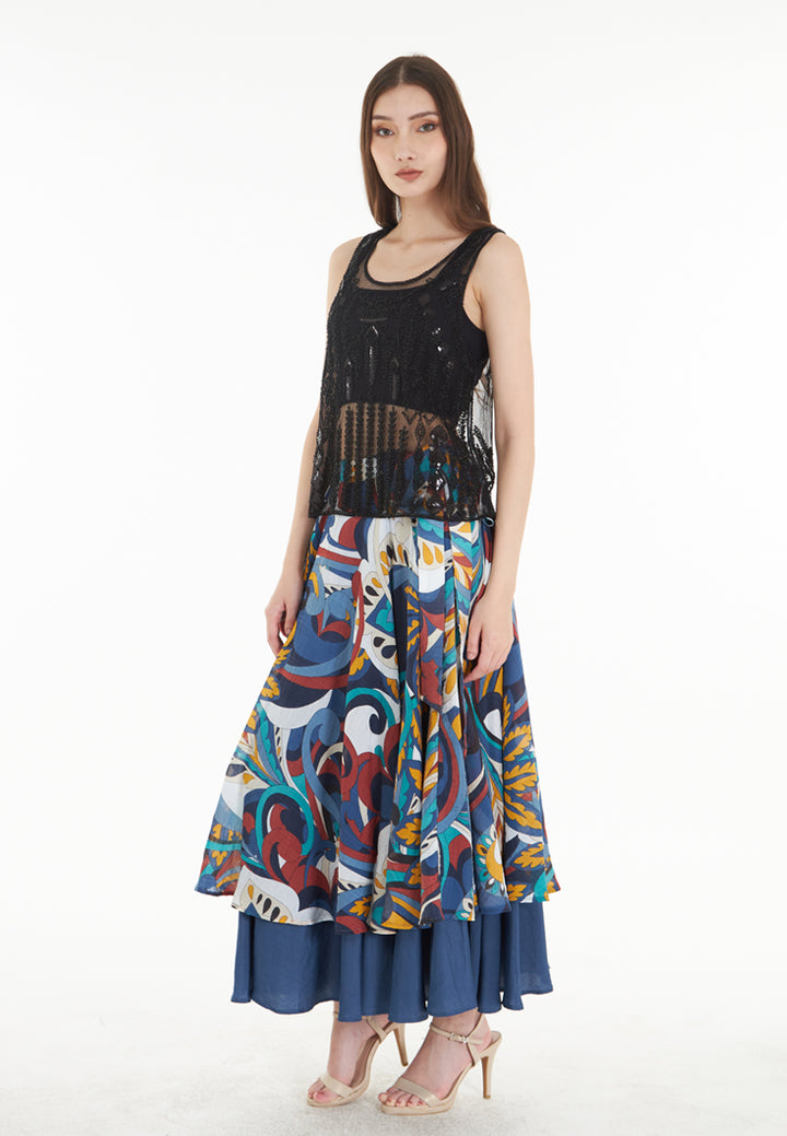 East India Company Megha - Circled Long Skirt - Blue