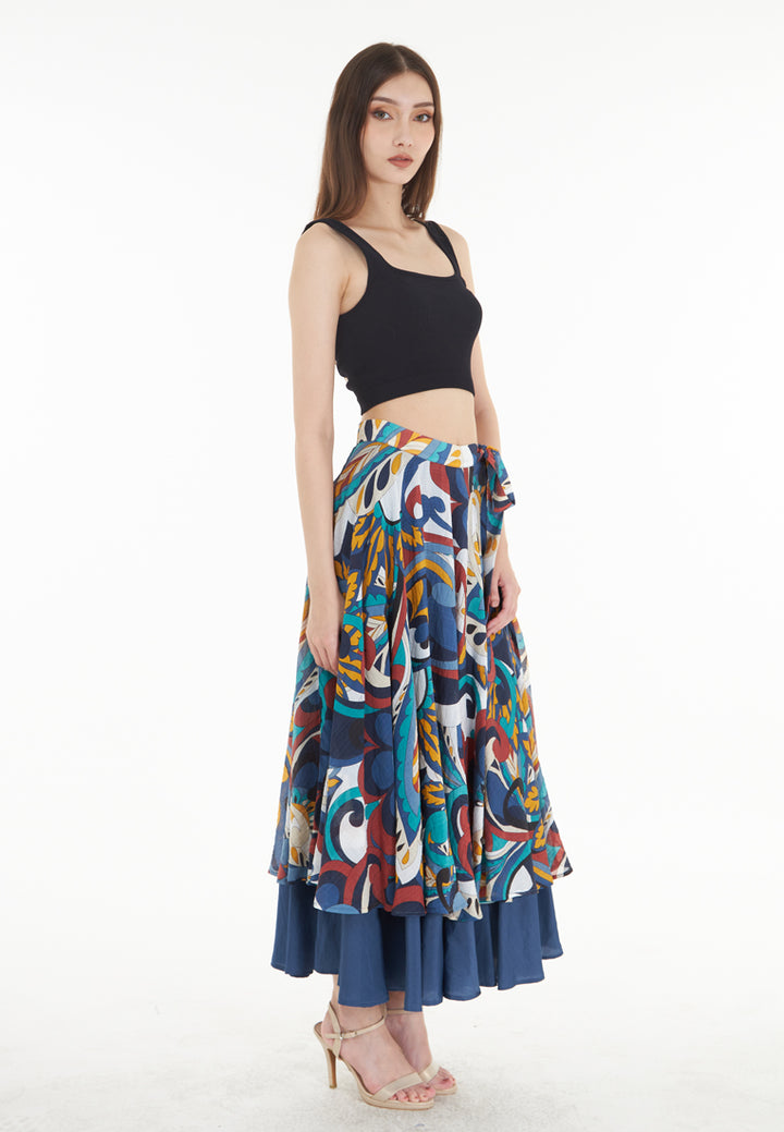 East India Company Megha - Circled Long Skirt - Blue