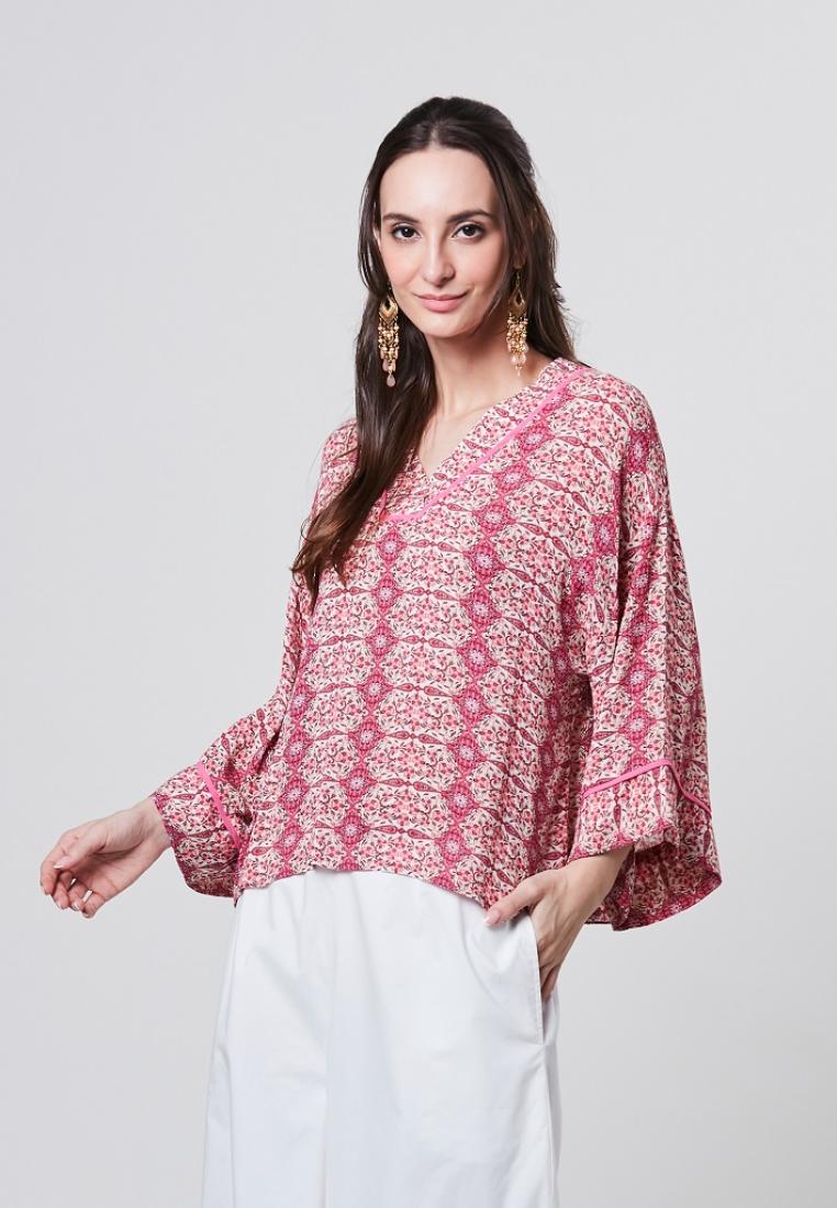 Naila - Petro Printed 3/4 Sleeve Blouse