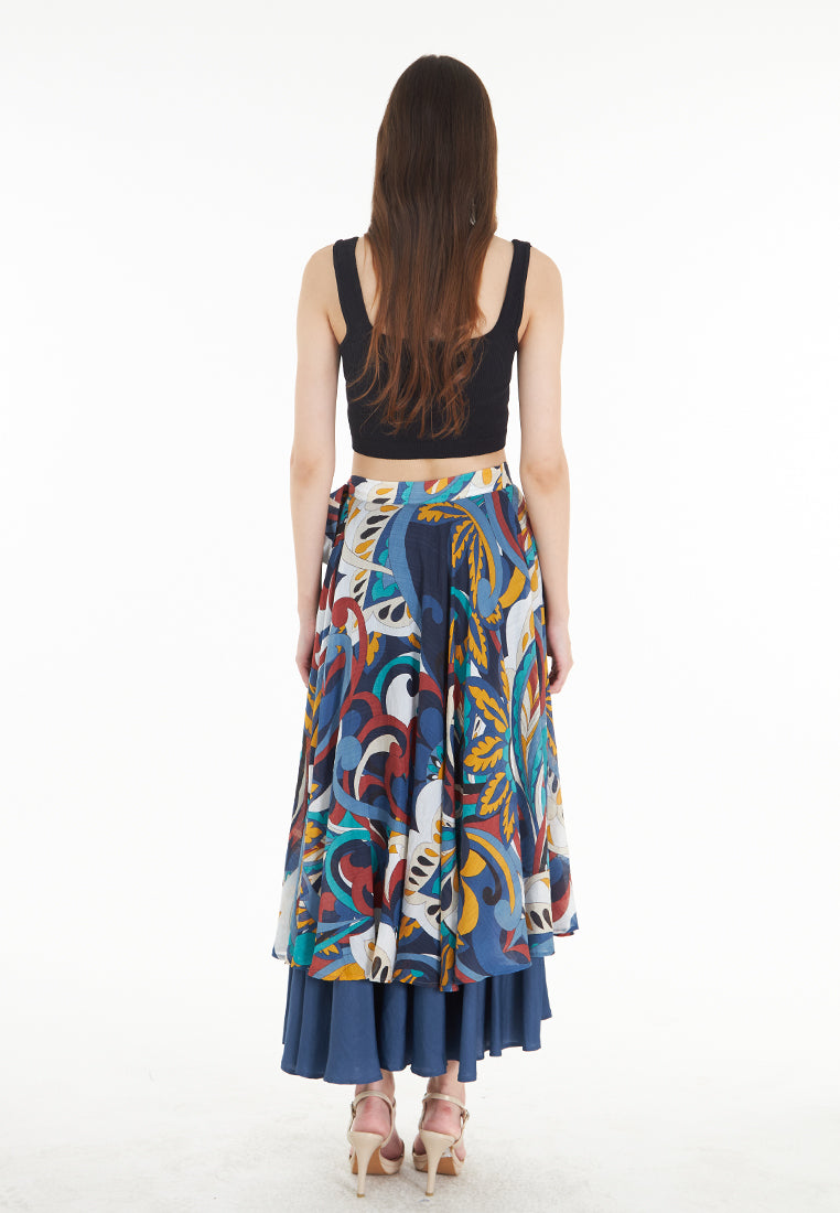 East India Company Megha - Circled Long Skirt - Blue