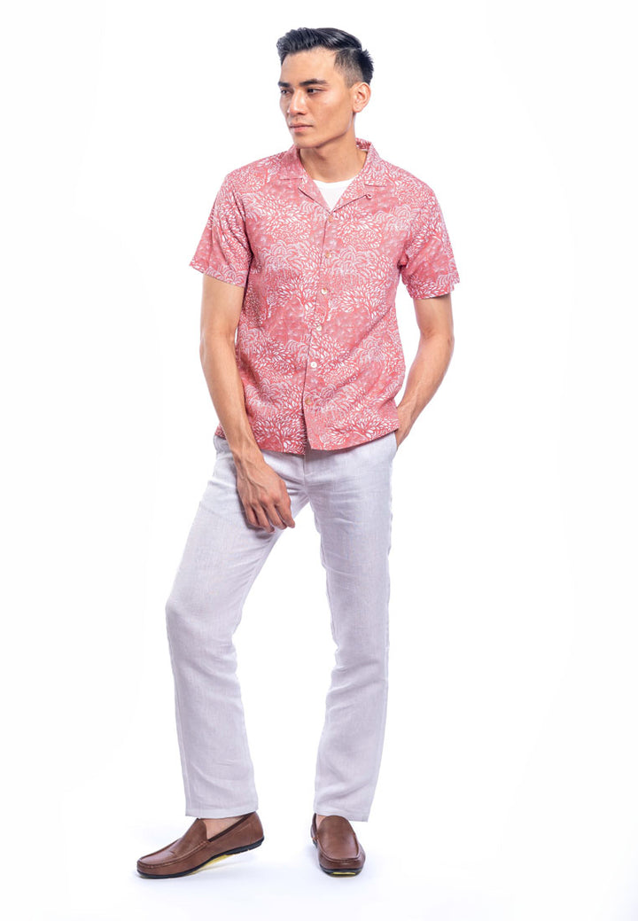 Zain Short Sleeve Linen Printed Shirt