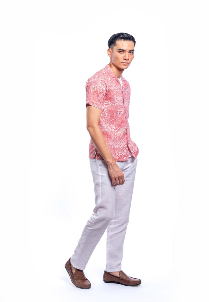 Zain Short Sleeve Linen Printed Shirt