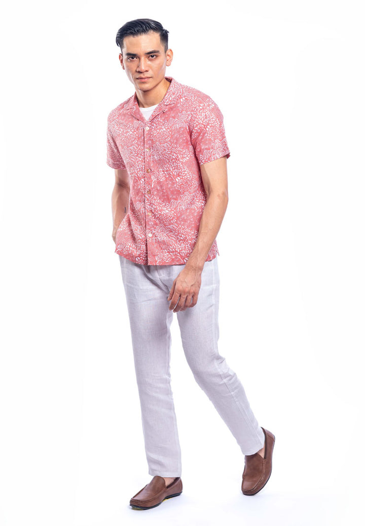 Zain Short Sleeve Linen Printed Shirt