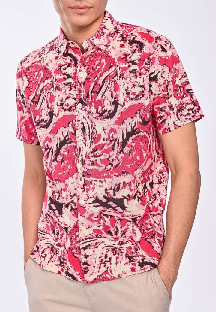 East India Company Yuvaan S/Sleeve Printed Shirt/Pink