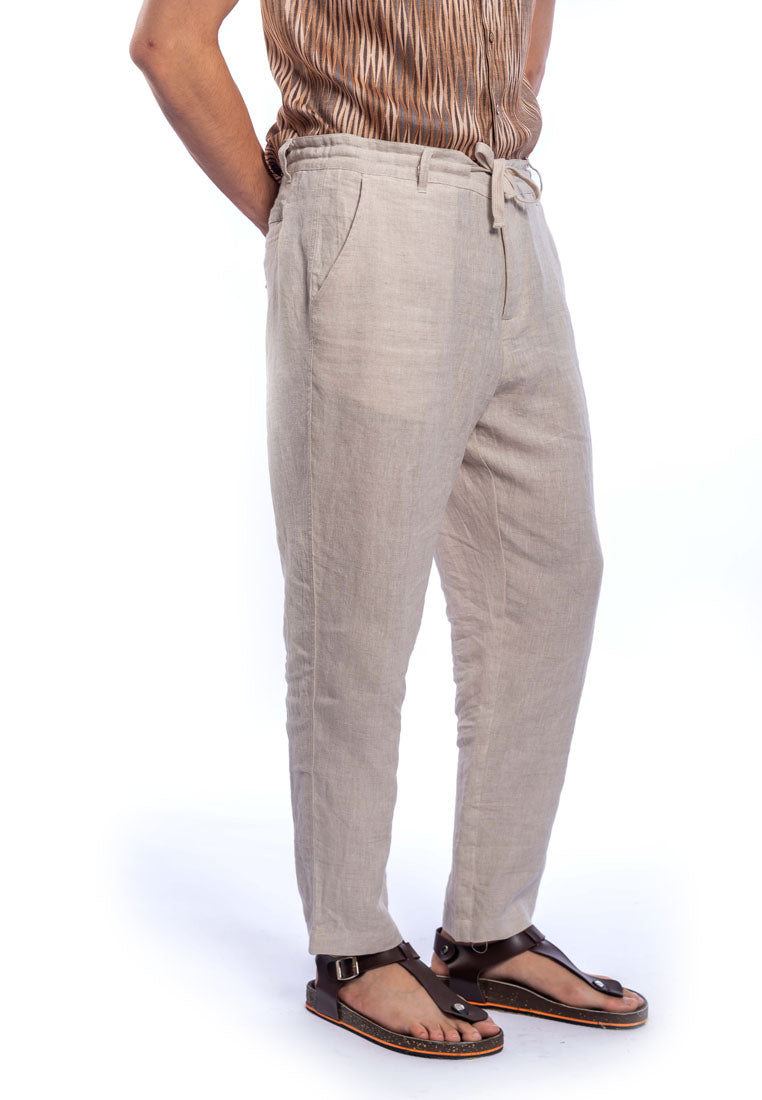 Harish Elastic Waist Drawstring Linen Pants