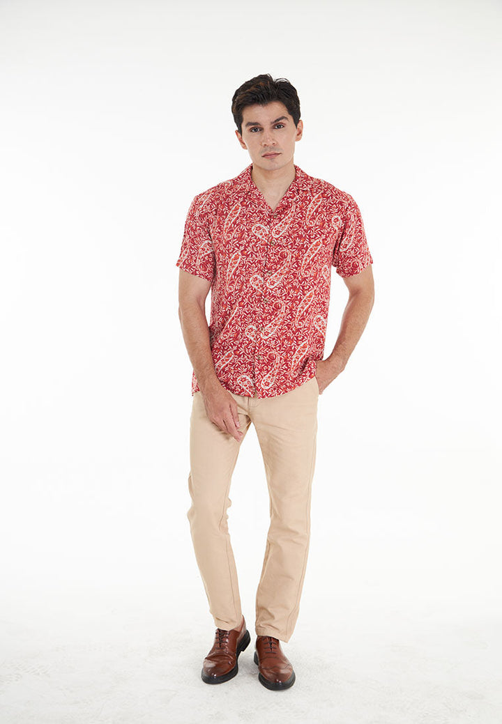 Abram Printed Viscose Open Collar S/Sleeve Shirt