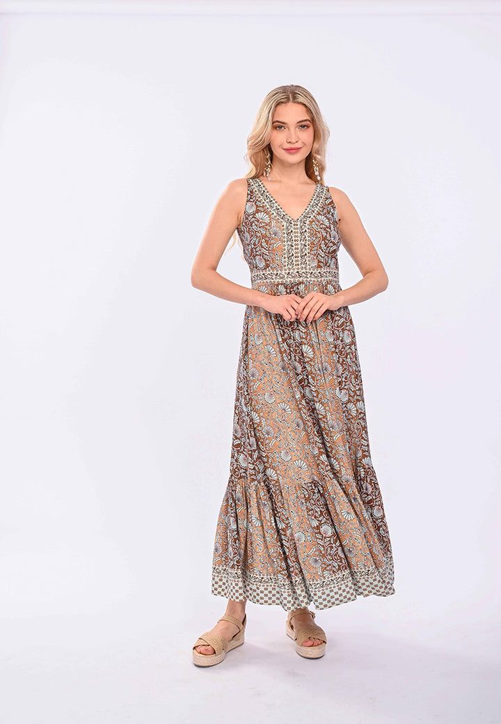 East India Company Zenith- Boho Printed Long Dress