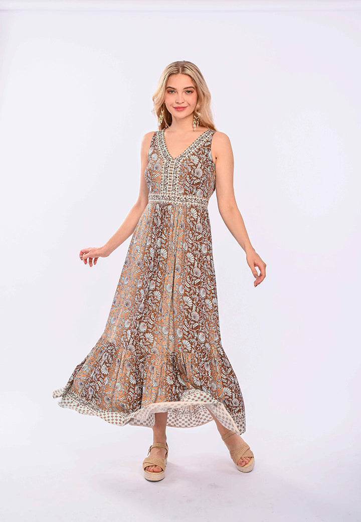 East India Company Zenith- Boho Printed Long Dress