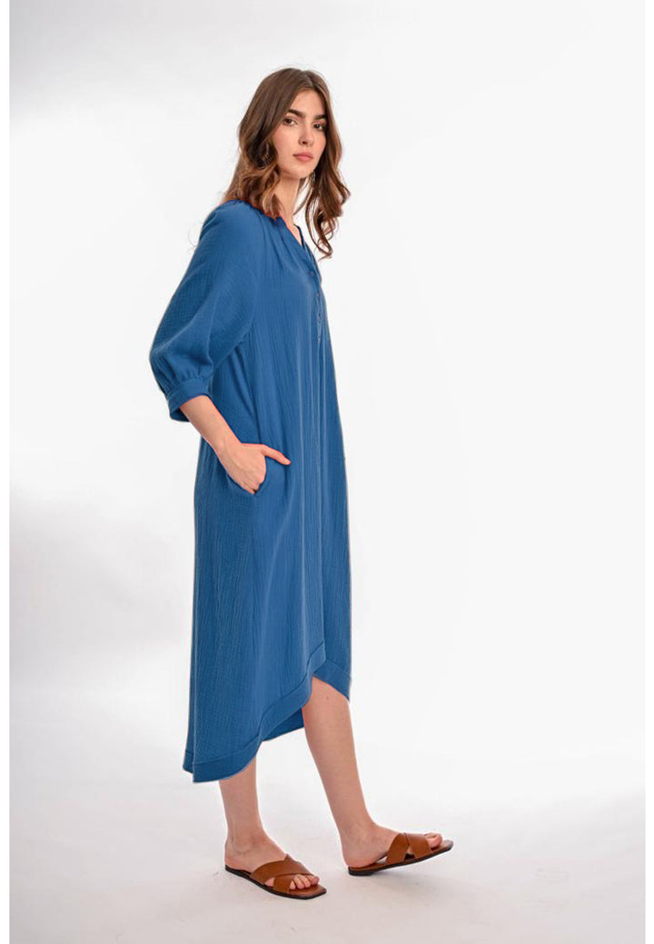 East India Company - Aeris 3/4 Sleeve Long Dress Blue