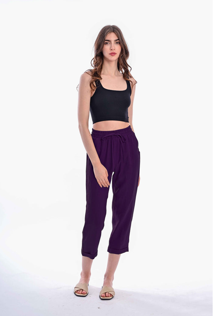 East India Company - Arisa Pull On Linen Pants - Purple