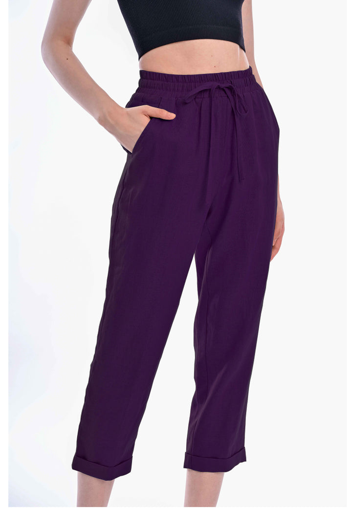 East India Company - Arisa Pull On Linen Pants - Purple