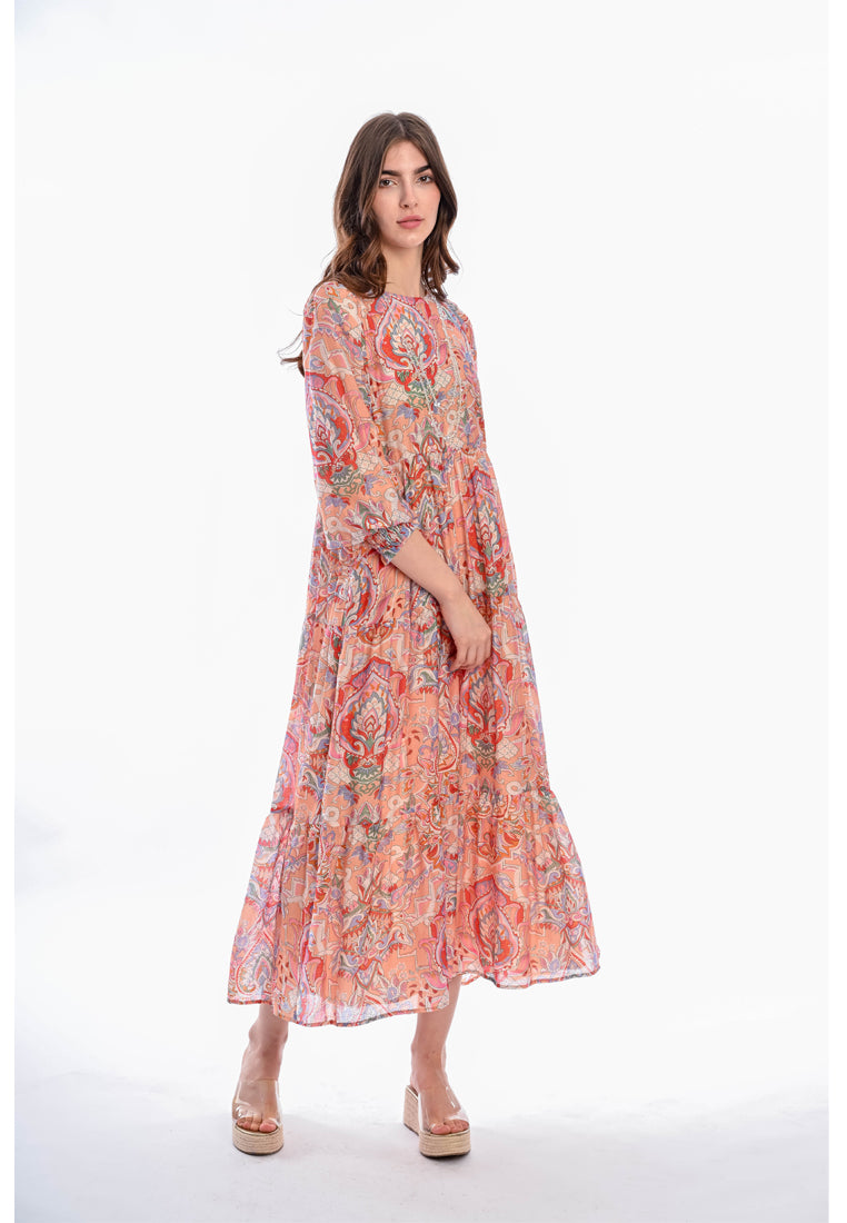 East India Company Anya Women's Printed Puff Sleeve Maxi Dress - Cotton Viscose