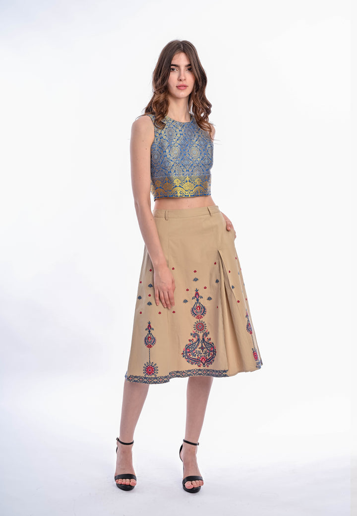 East India Company - Meera Bohemian Flair Embroidered Midi Skirt