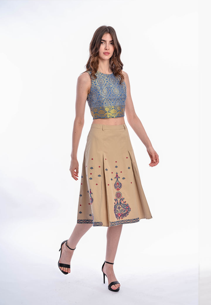 East India Company - Meera Bohemian Flair Embroidered Midi Skirt