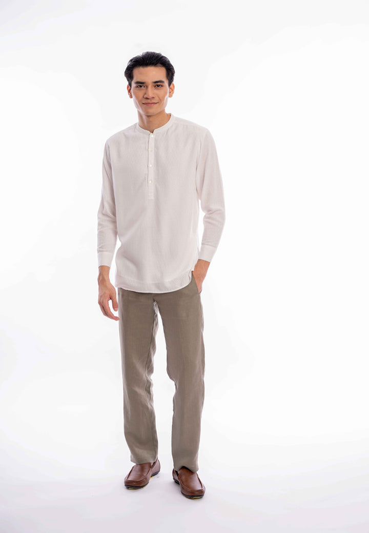 East India Company - Azeem Men Regular Fit Long Sleeve Kurta Shirt White