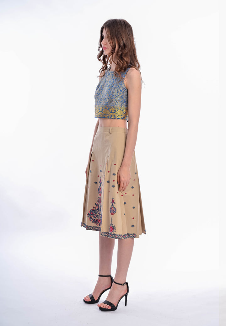 East India Company - Meera Bohemian Flair Embroidered Midi Skirt