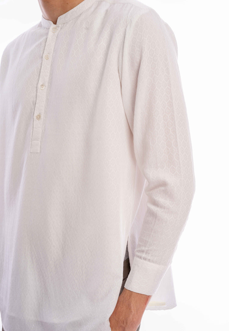 East India Company - Azeem Men Regular Fit Long Sleeve Kurta Shirt White