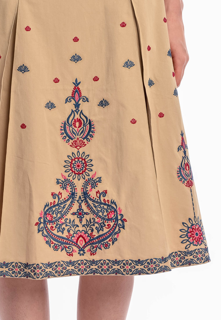 East India Company - Meera Bohemian Flair Embroidered Midi Skirt