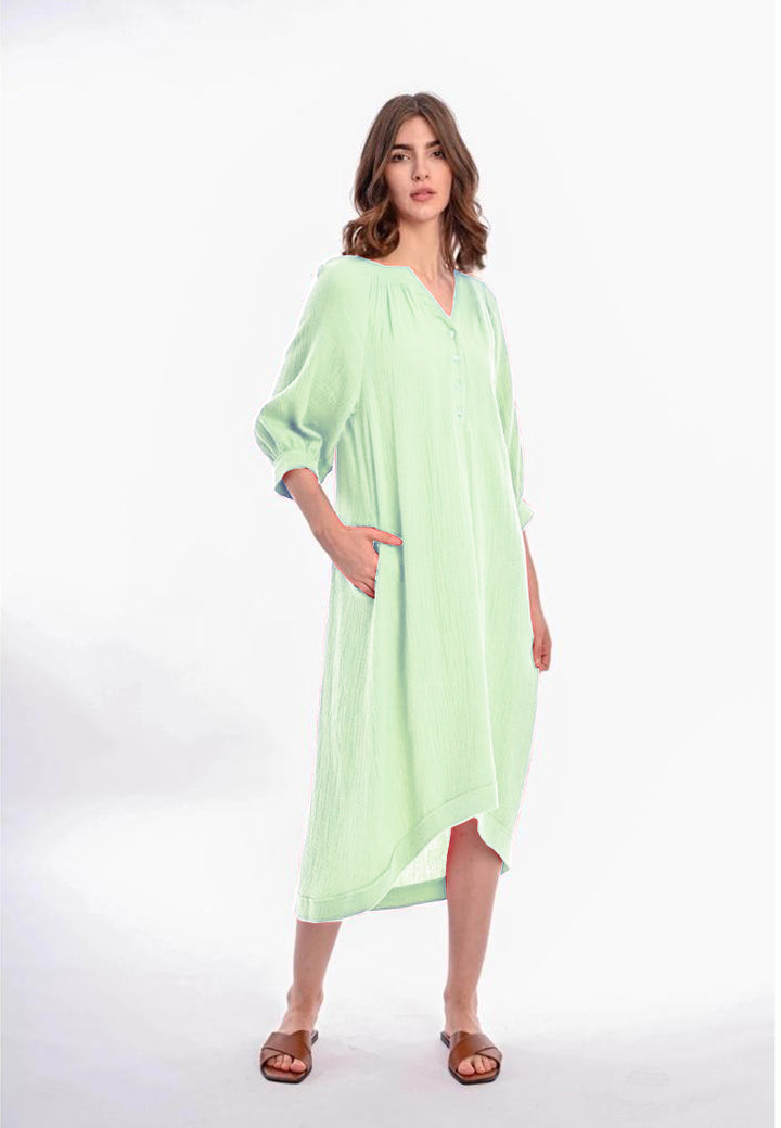 East India Company - Aeris 3/4 Sleeve Long Dress - Mint Green