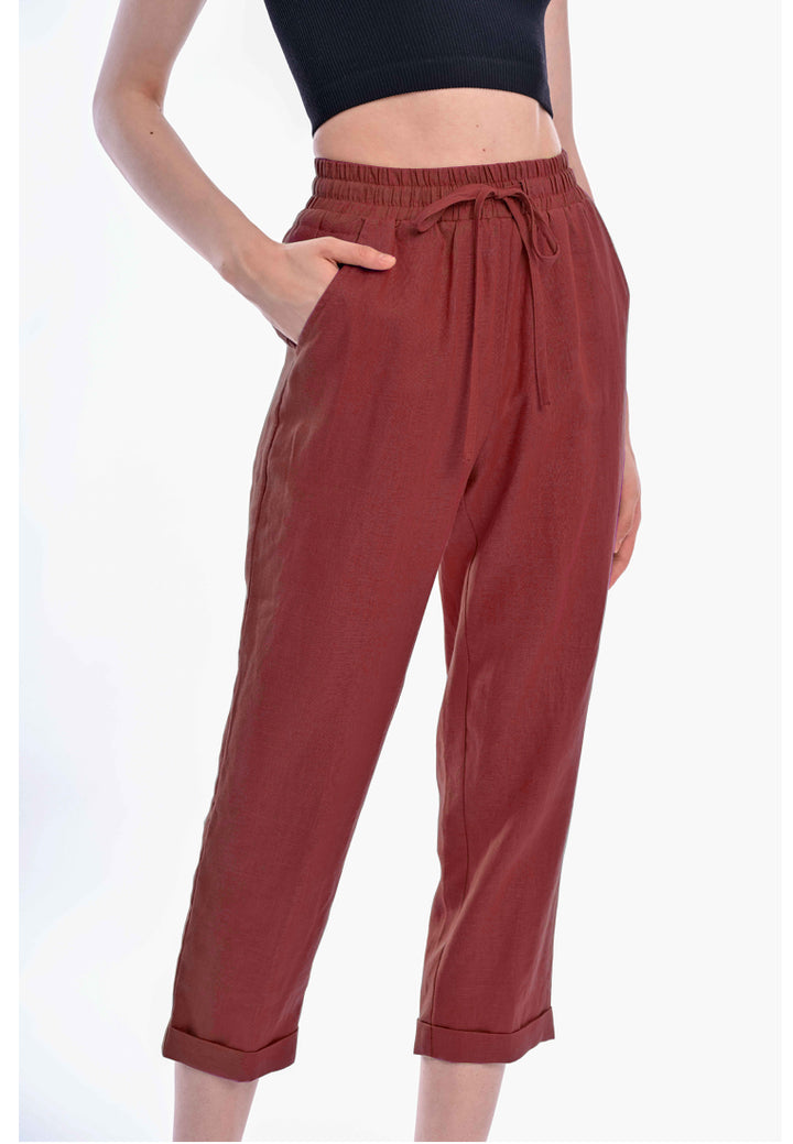 East India Company - Arisa Pull On Linen Pants - Orange