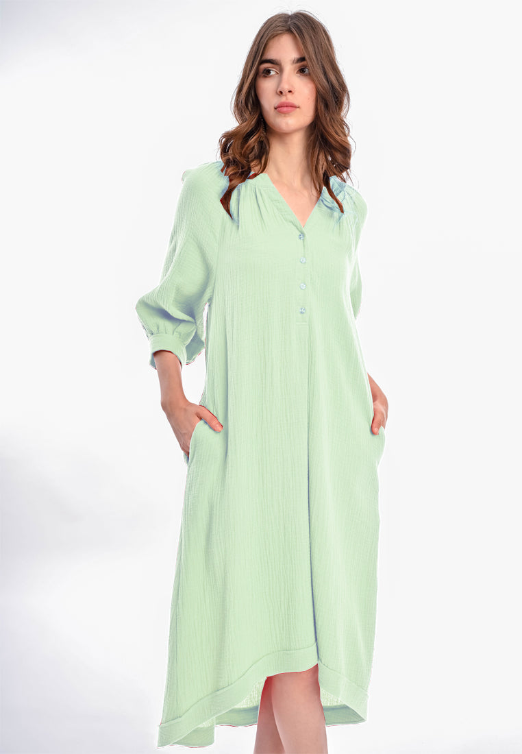 East India Company - Aeris 3/4 Sleeve Long Dress - Mint Green