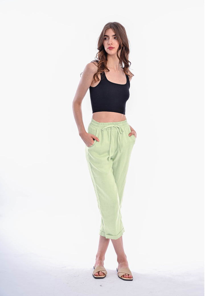 East India Company - Arisa Pull On Linen Pants - Green