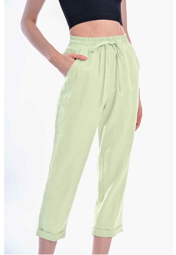 East India Company - Arisa Pull On Linen Pants - Green