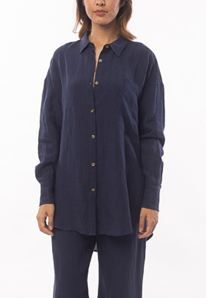 East India Company -Glynis Over Size Long Sleeve Shirt With Buttoned Front