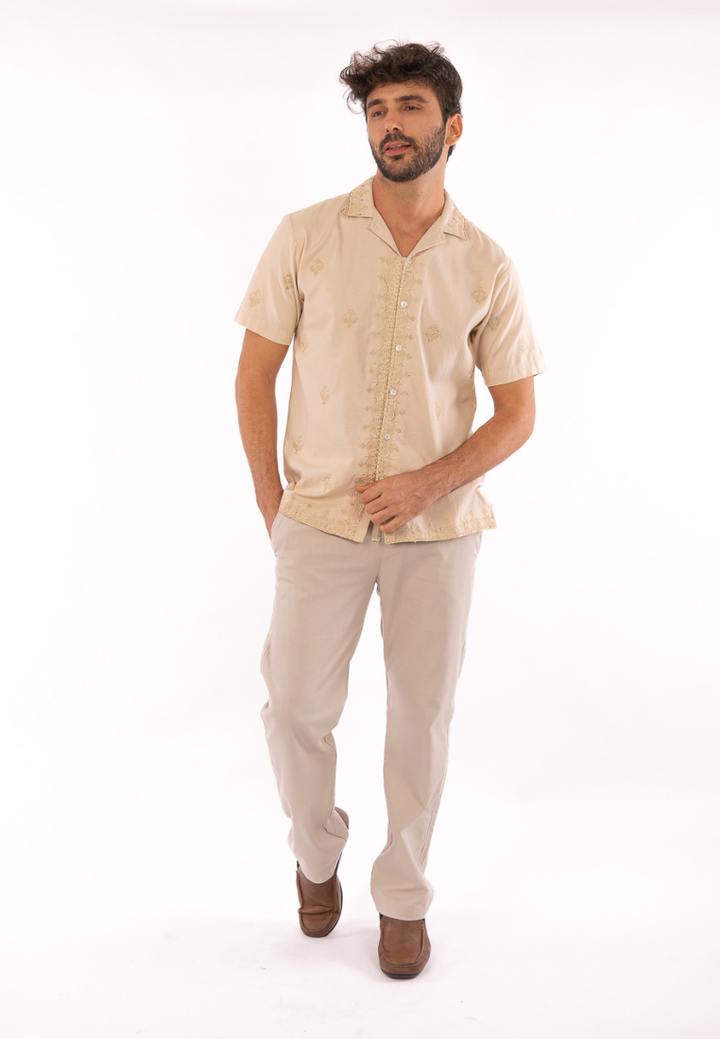 East India Company -  Arash Short Sleeve Embroidered Shirt