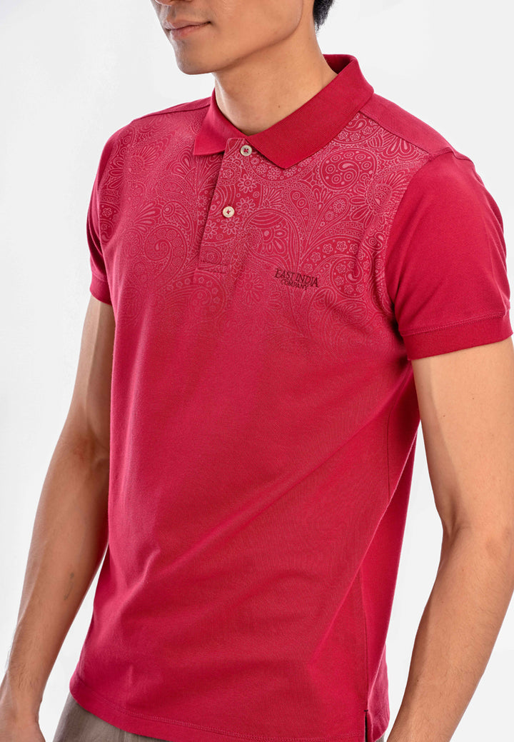 East India Company - Luqman Short Sleeve Paisley Print Polo Tee Maroon