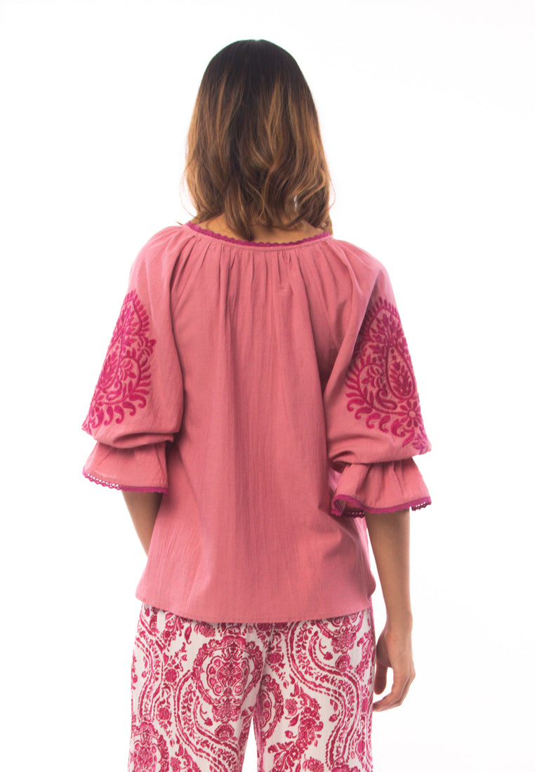 East India Company - Aditi_Embroidered 3/4 Sleeve Blouse