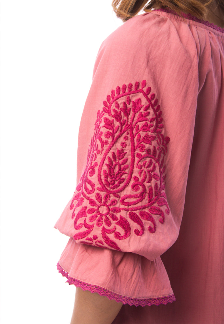 East India Company - Aditi_Embroidered 3/4 Sleeve Blouse