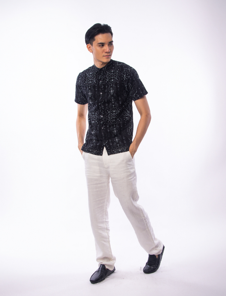 East India Company - Matin Men Slim Fit Short Sleeve Printed Shirt Black