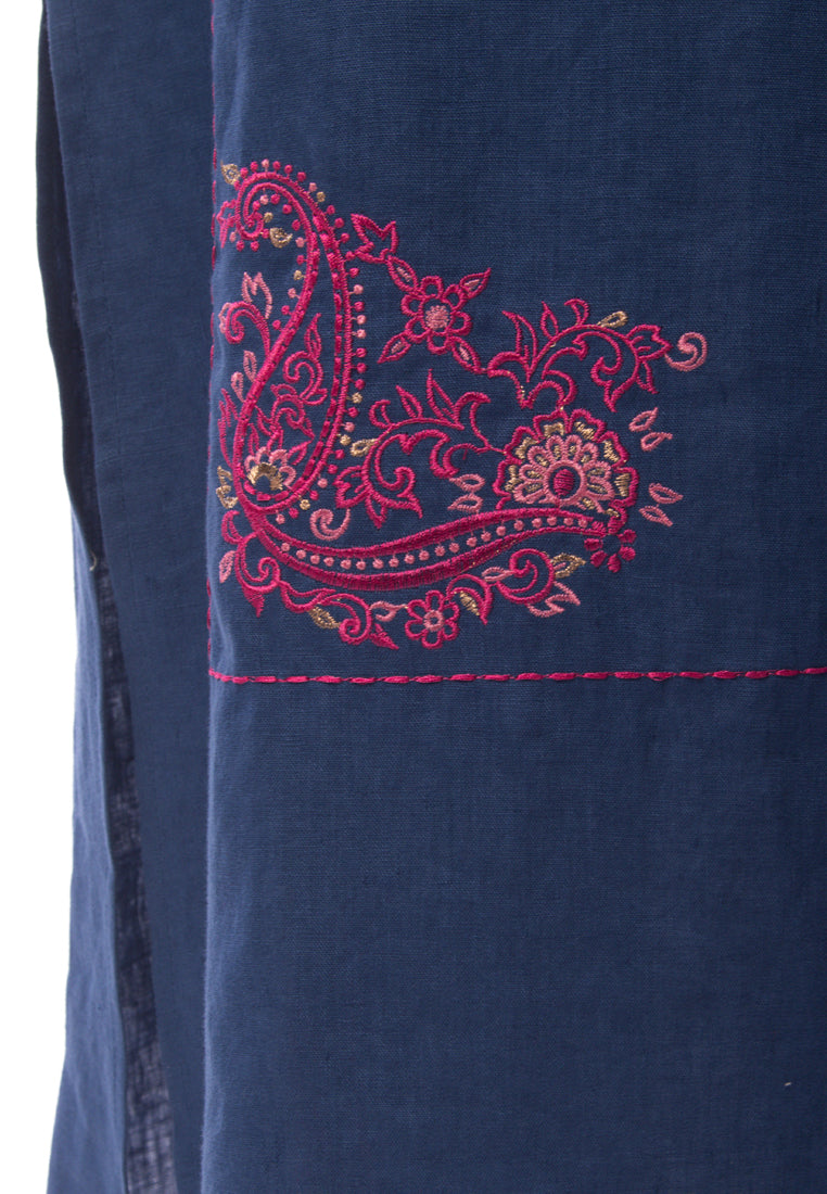 East India Company - Nova_Embroidered Long Sleeve Tunic Dress -  Indigo